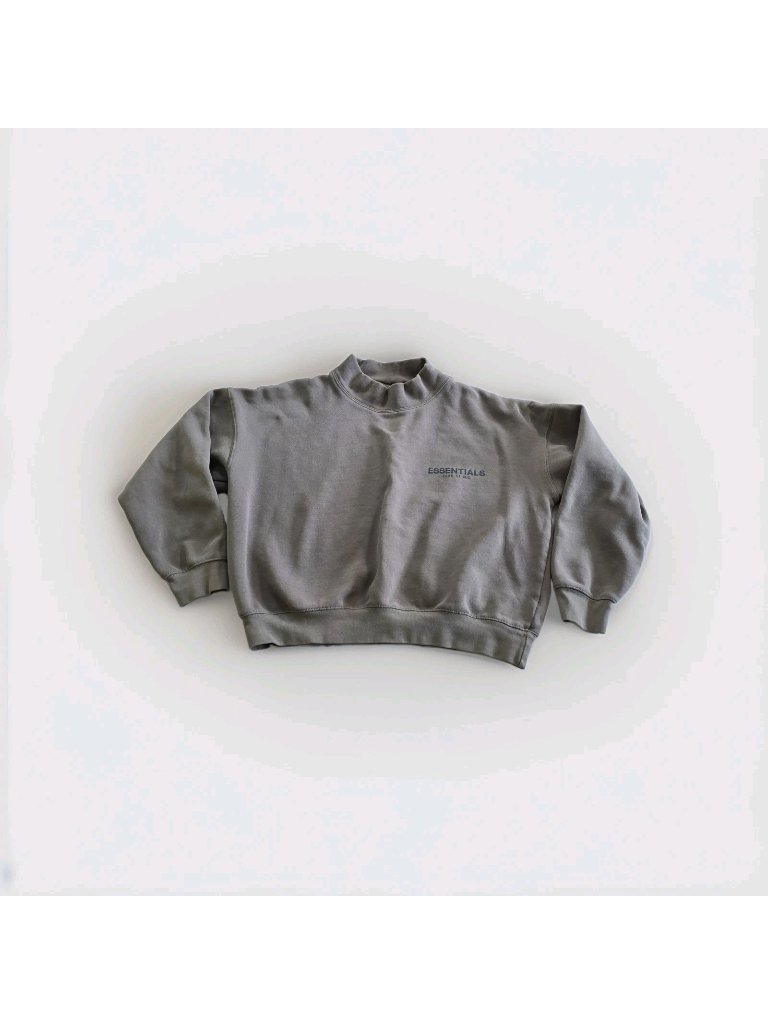 Fear Of God Essentials Sweatshirt S Taupe Gray Mock Neck Fleece Logo Oversized